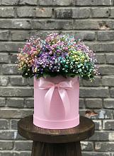 Цветочная композиция из Гипсофила и Розы в шляпной коробке #REPLACE_PRED# Базарный Сызган