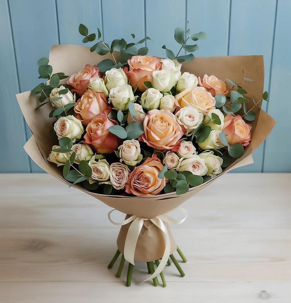 Букет цветов из: Альстромерии и Розы в Базарный Сызган