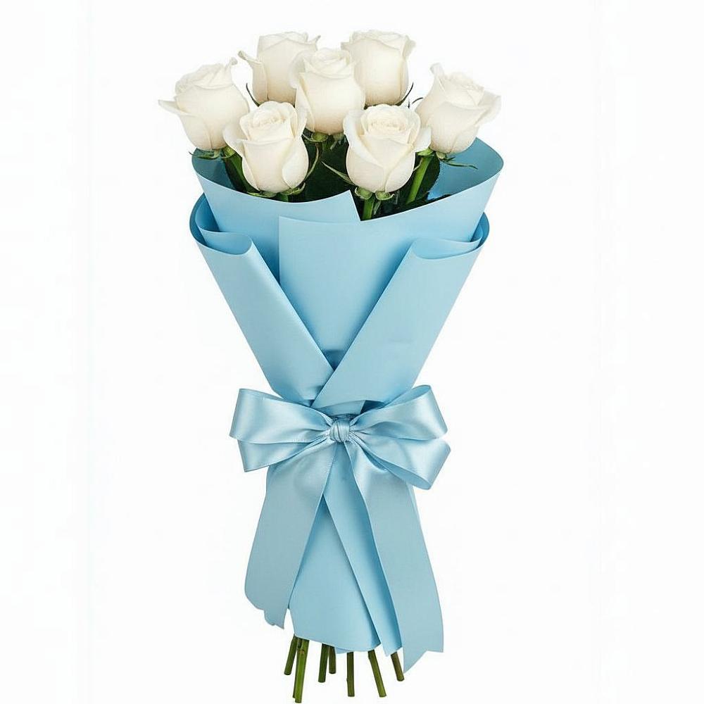 Букет 7 белых роз Проуд в Базарный Сызган