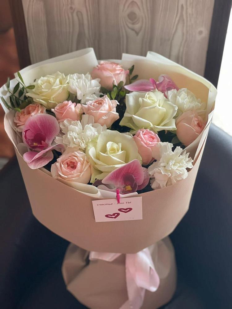 Букет цветов из: Орхидеи, Розы и Гвоздики в Базарный Сызган