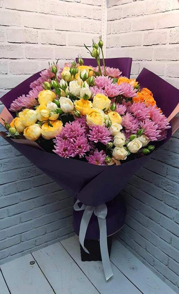 Букет цветов из: Хризантемы и Розы в Базарный Сызган