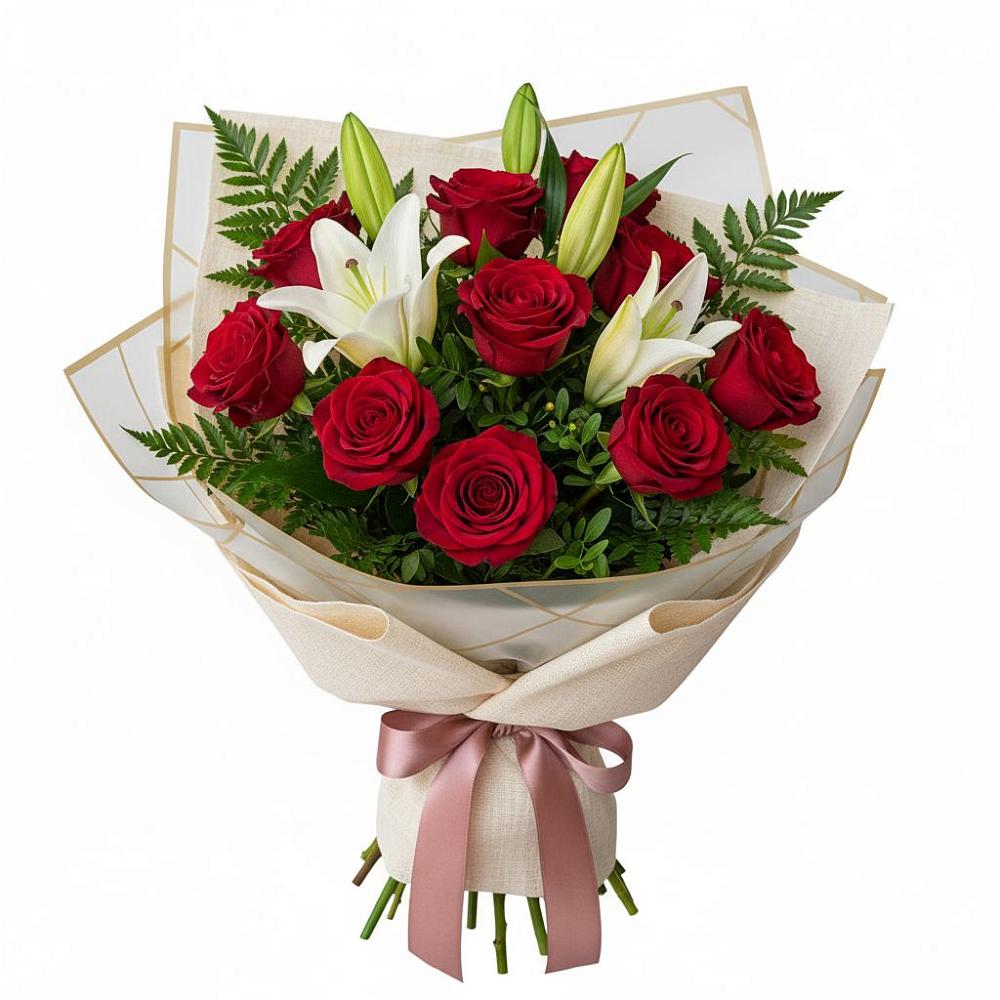 Букет цветов из: Лилии и Розы в Базарный Сызган