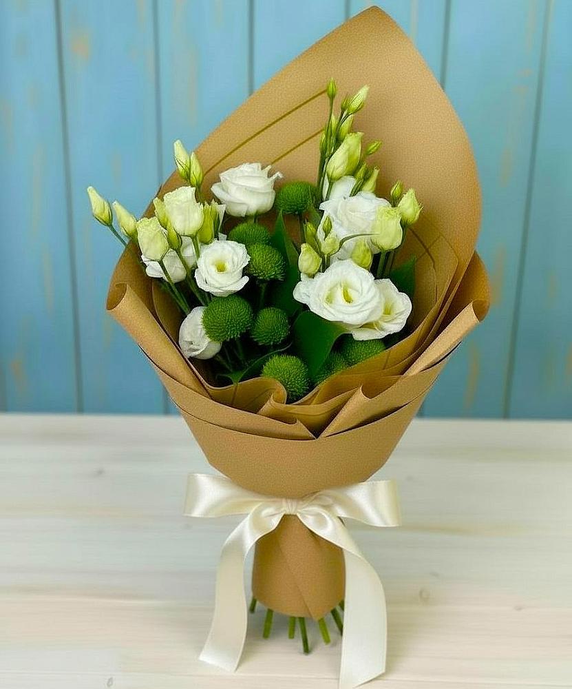 Букет цветов из: Хризантемы и Лизиантусы в Базарный Сызган