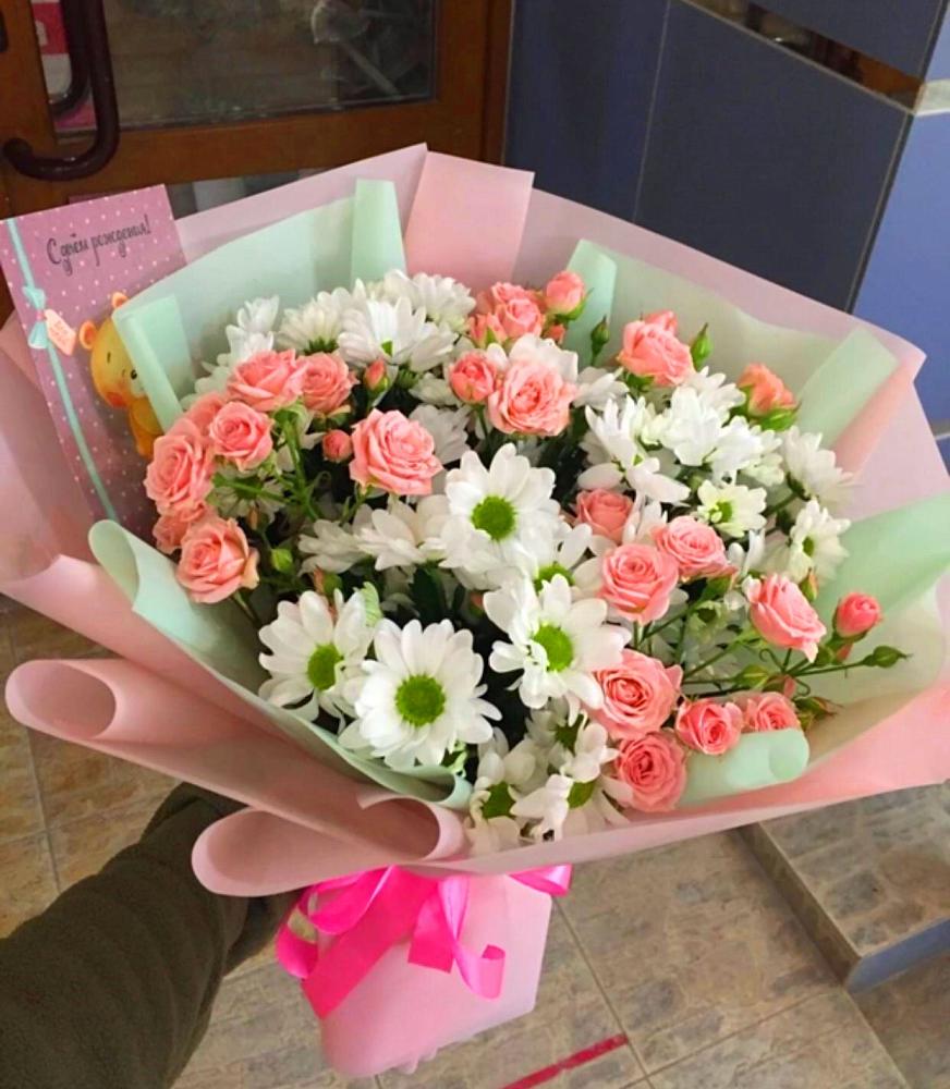 Букет цветов из: Розы и Хризантемы в Базарный Сызган