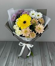 Букет цветов из:  Розы, Герберы и Хризантемы в Базарный Сызган