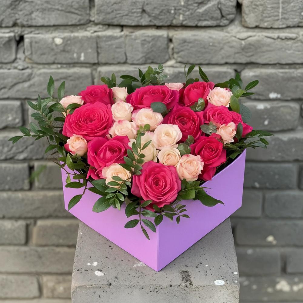 Цветочная композиция из Розы в коробке в Базарный Сызган