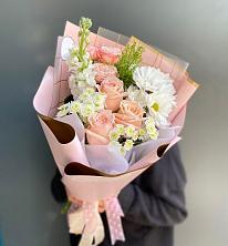 Букет цветов из:  Хризантемы и Розы в Базарный Сызган