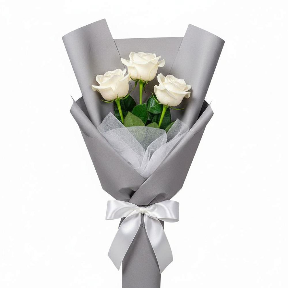 Букет 3 белые розы в Базарный Сызган