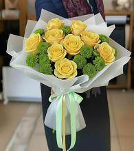 Букет цветов из:  Хризантемы и Розы в Базарный Сызган