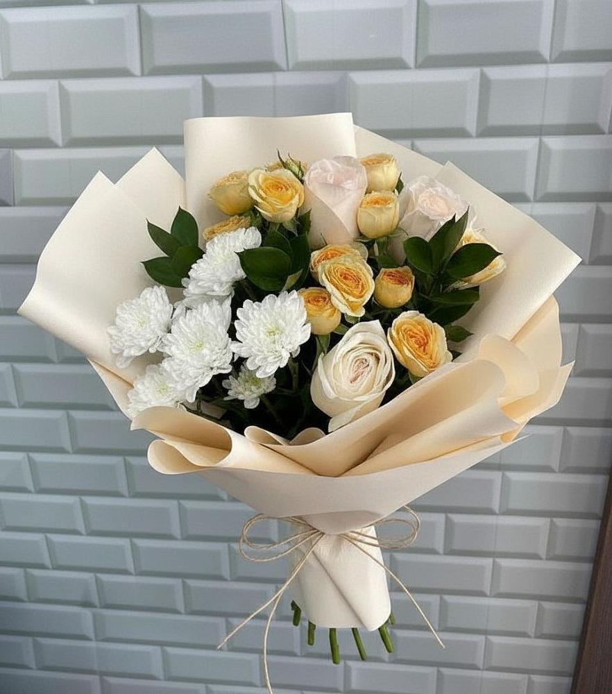 Букет цветов из: Розы и Хризантемы в Базарный Сызган