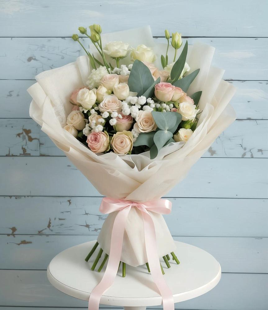 Букет цветов из: Розы и Лизиантусы в Базарный Сызган