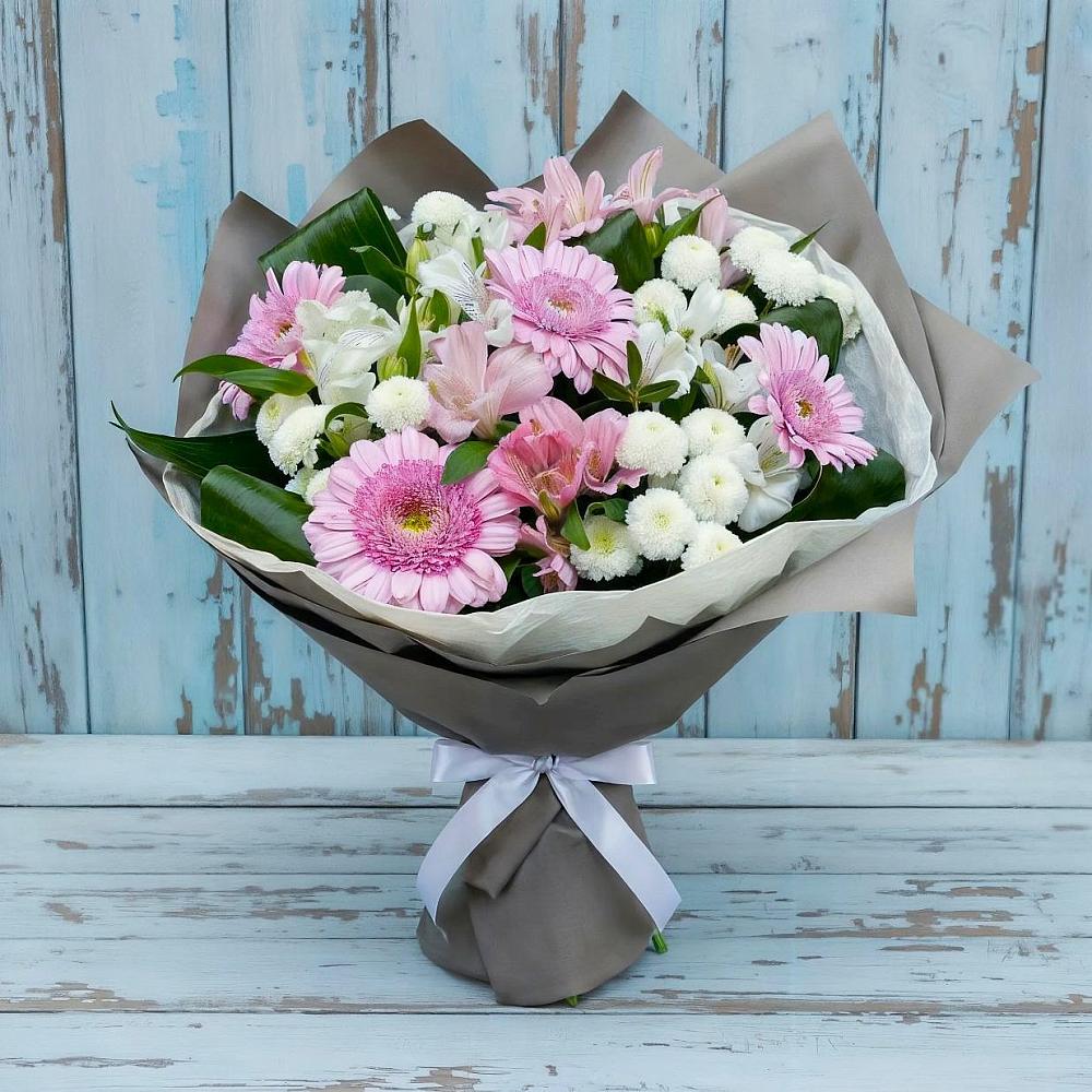 Букет цветов из: Герберы, Альстромерии и Хризантемы в Базарный Сызган