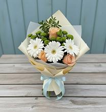 Букет цветов из:  Герберы, Розы и Хризантемы #REPLACE_PRED# Базарный Сызган