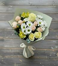 Букет цветов из:  Альстромерии, Розы и Хризантемы в Базарный Сызган