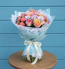 Букет цветов из:  Хризантемы и Розы в Базарный Сызган