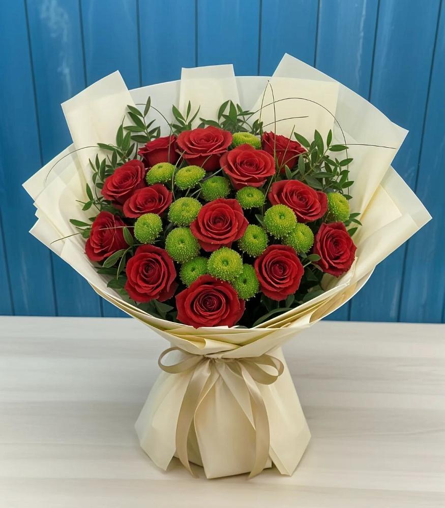 Букет цветов из: Розы и Хризантемы в Базарный Сызган